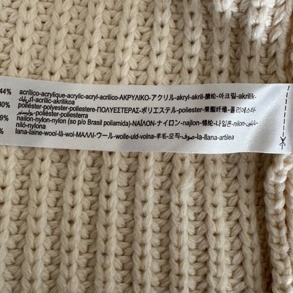 Zara Collection Ivory Chunky Rib Knit Bell Sleeve Mock Neck Sweater Size Medium - Picture 11 of 13